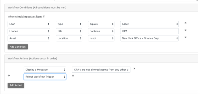 Showing the workflow builder