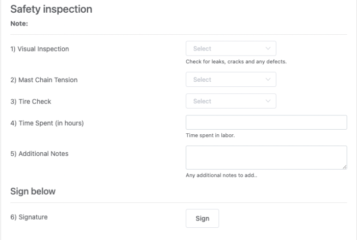 maintenance checklist in Reftab