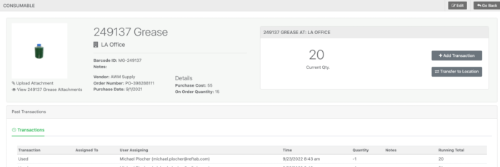 manage consumables with Reftab