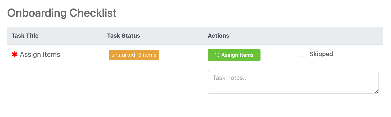 Onboarding checklist