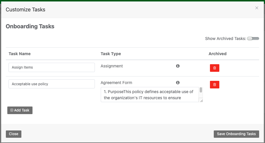 Customizing tasks image