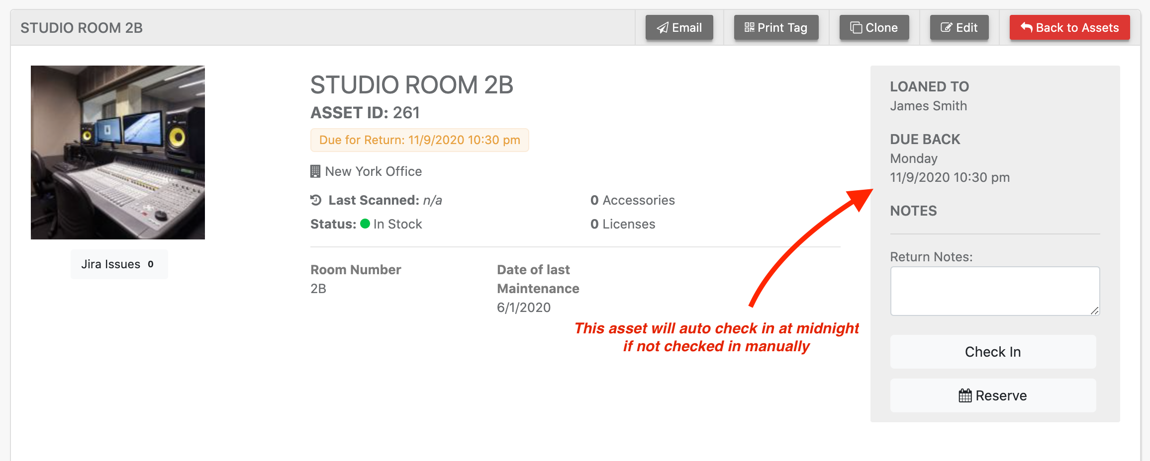 Asset view auto return