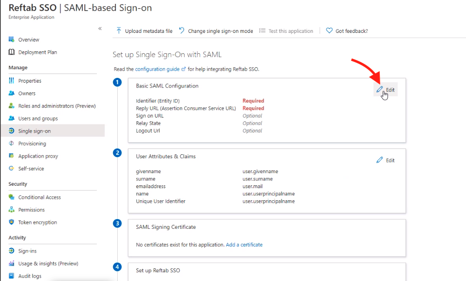 Edit Basic SAML settings