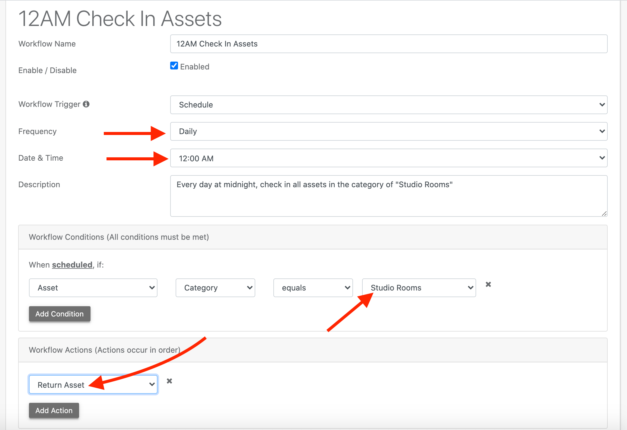 Set Schedule Return Asset