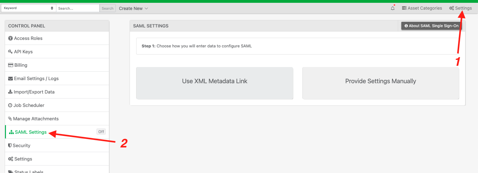 SAML Settings in Reftab