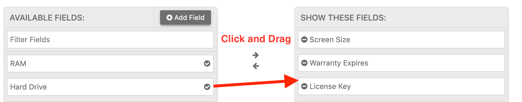 Click and Drag Field