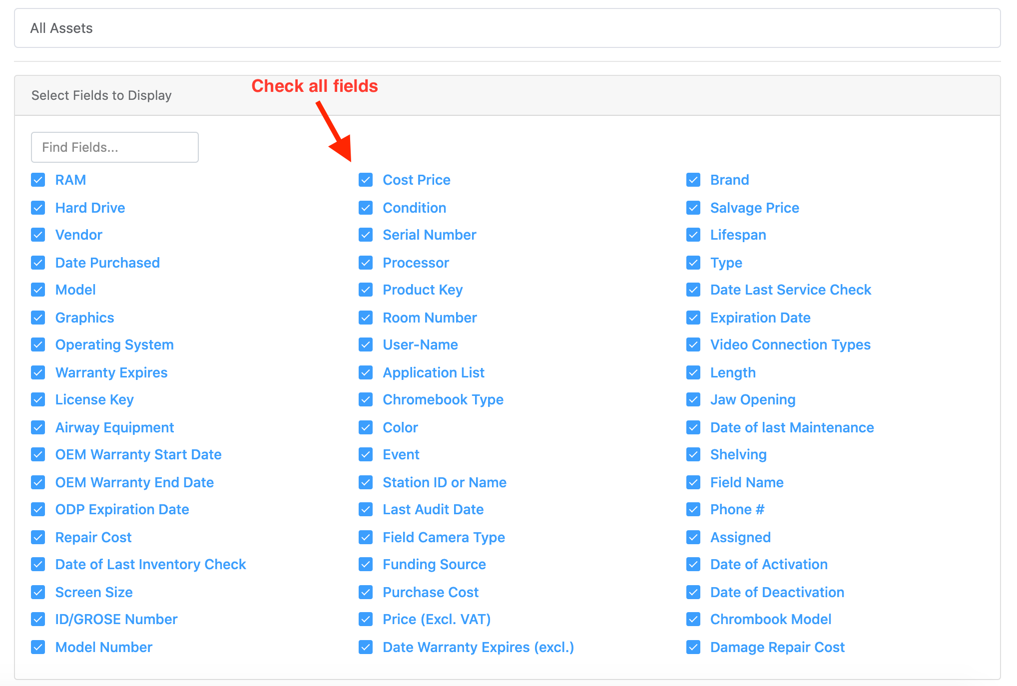 Fields in Report Design