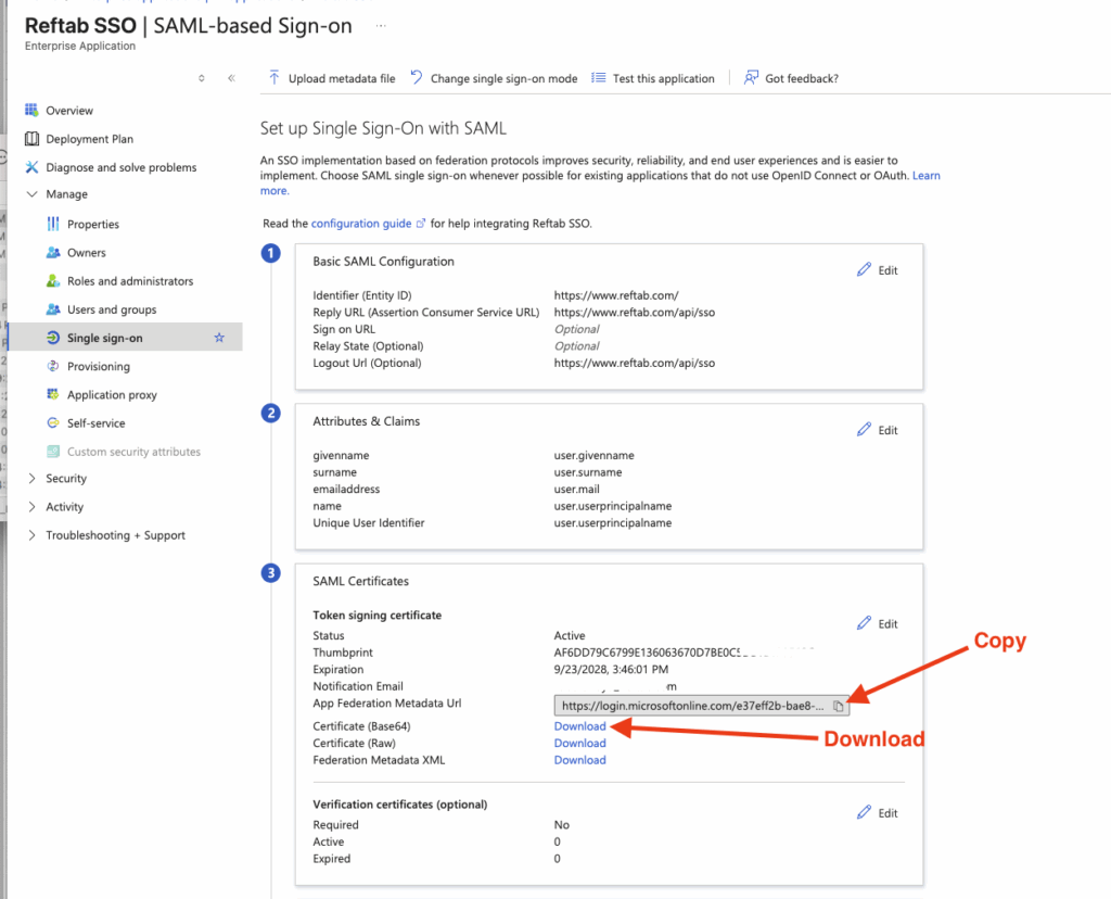 Azure Active Directory Integration With SAML SSO | Reftab