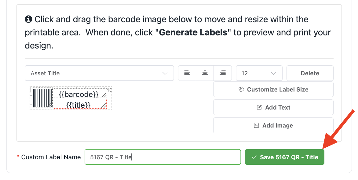 Save customized label