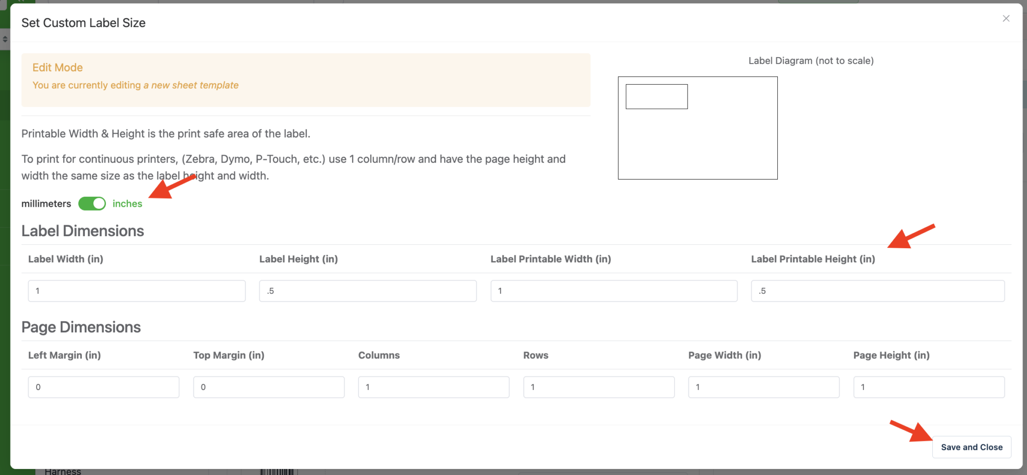 Set custom label size