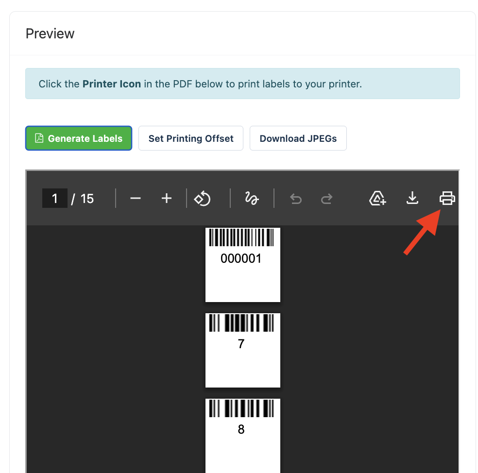 Print icon inside of PDF
