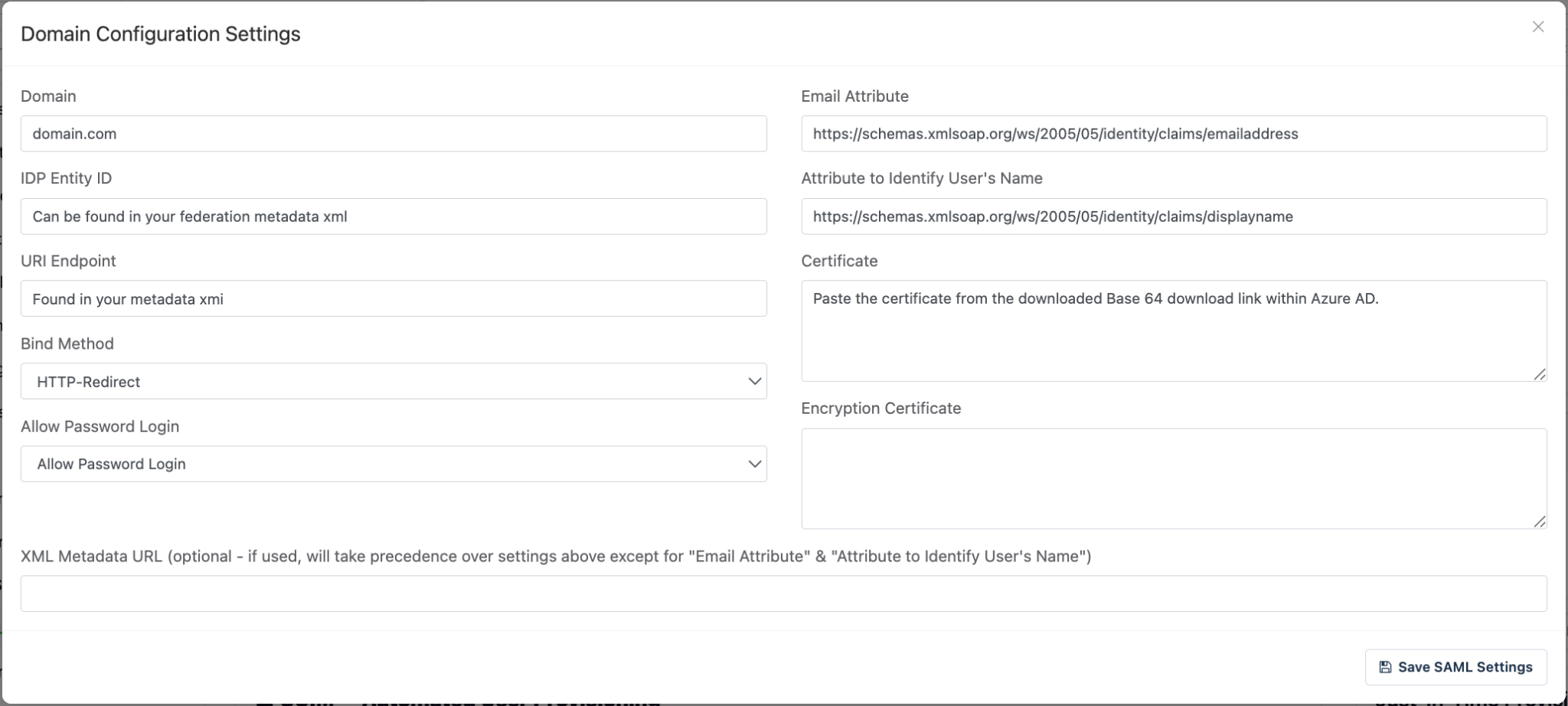 Domain configuration