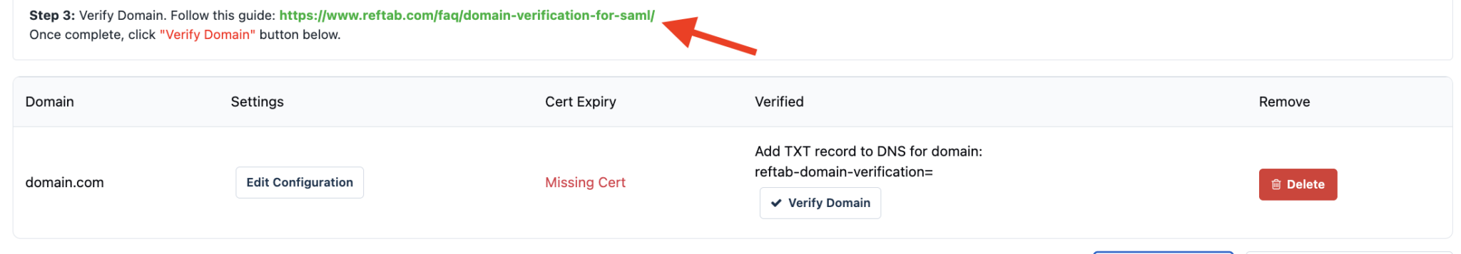 Domain verification