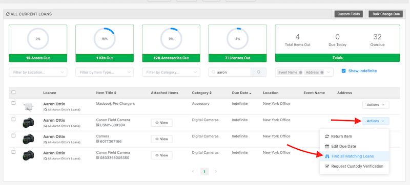 Actions find matching loans