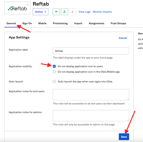Reftab general setting