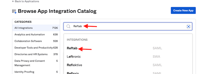 Reftab search integration catalog