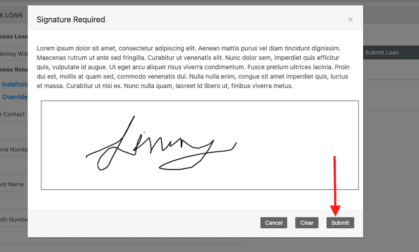 Signature required asset loan