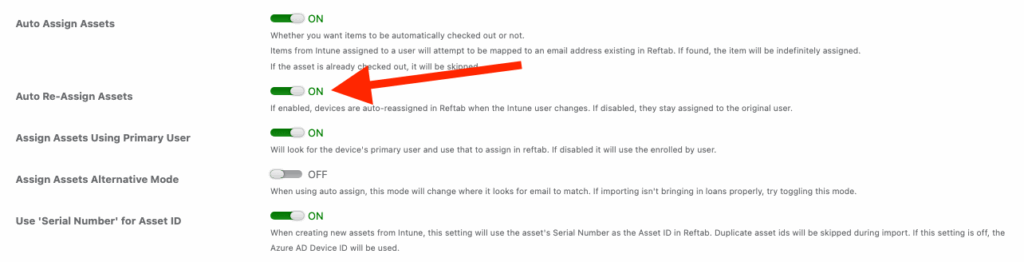 Allow Reftab to assign the asset to the new Primary User upon next sync