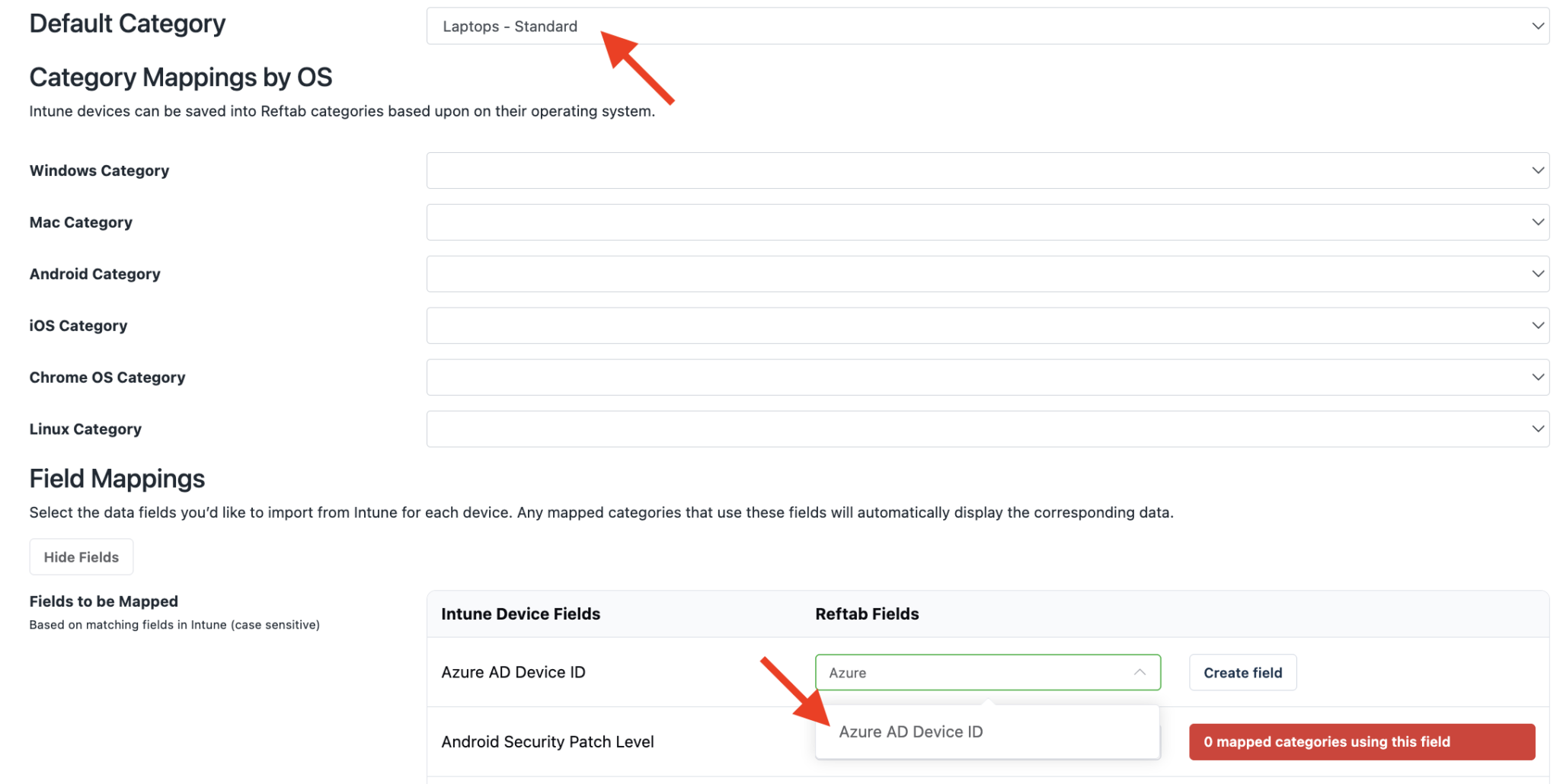 Create/Search for your Azure AD Device ID field and map it