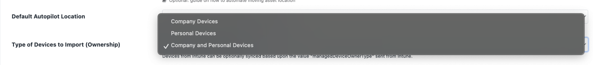 Type of Devices to import