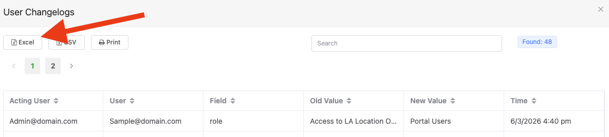 Export User Changelogs to Excel