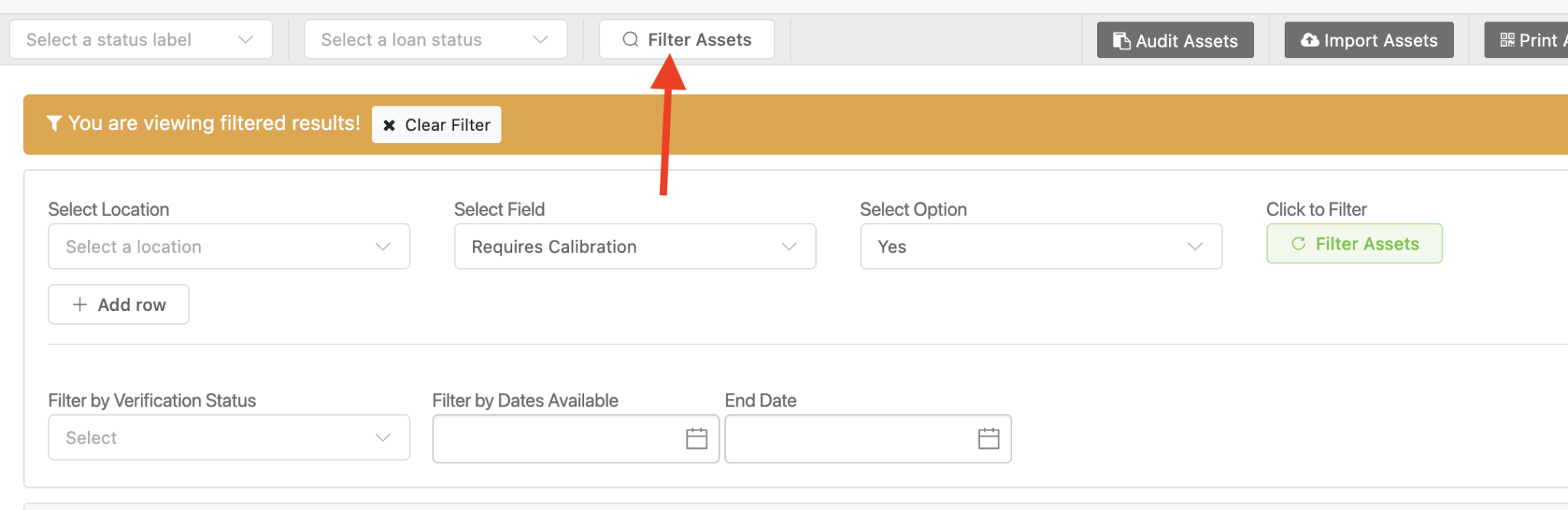 Filtering for assets