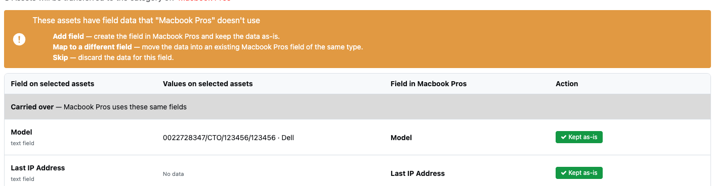 Map fields kept as is