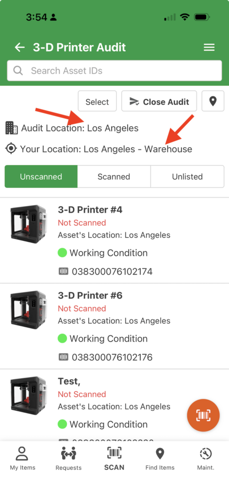 Reftab mobile app - audit setting location
