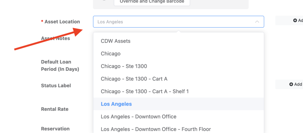 Reftab location drop down list