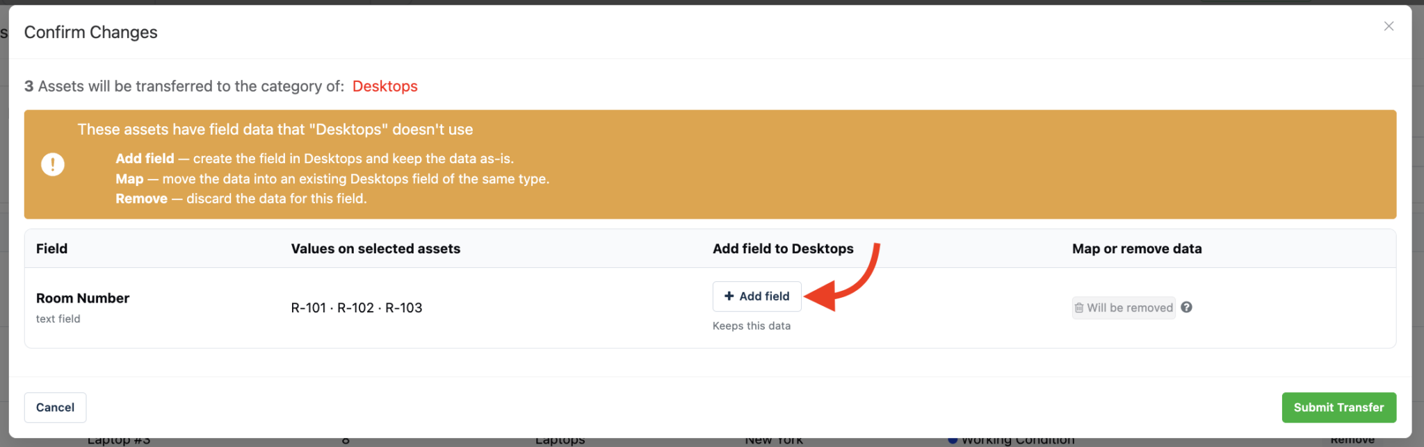 Map or remove missing field data