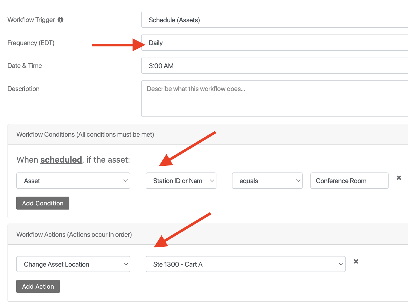 Workflow field condition - move asset location reftab