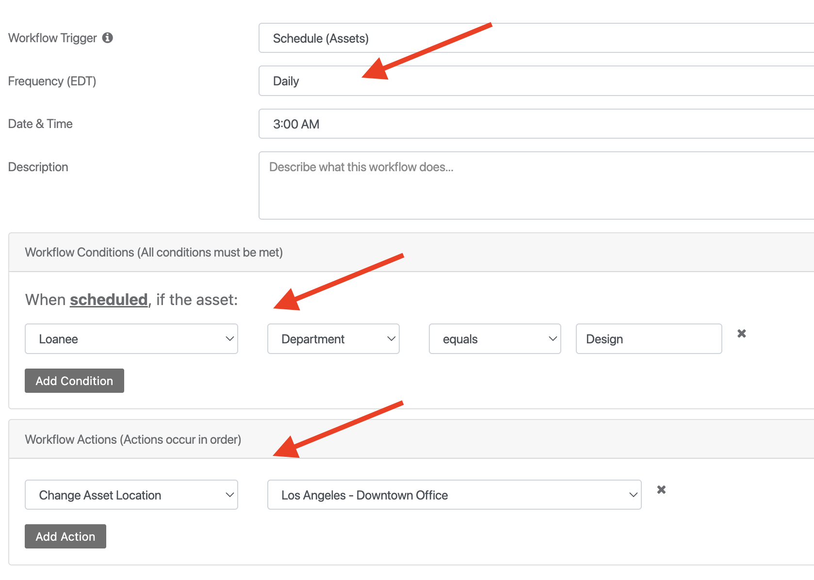 Workflow loanee condition - move asset location reftab