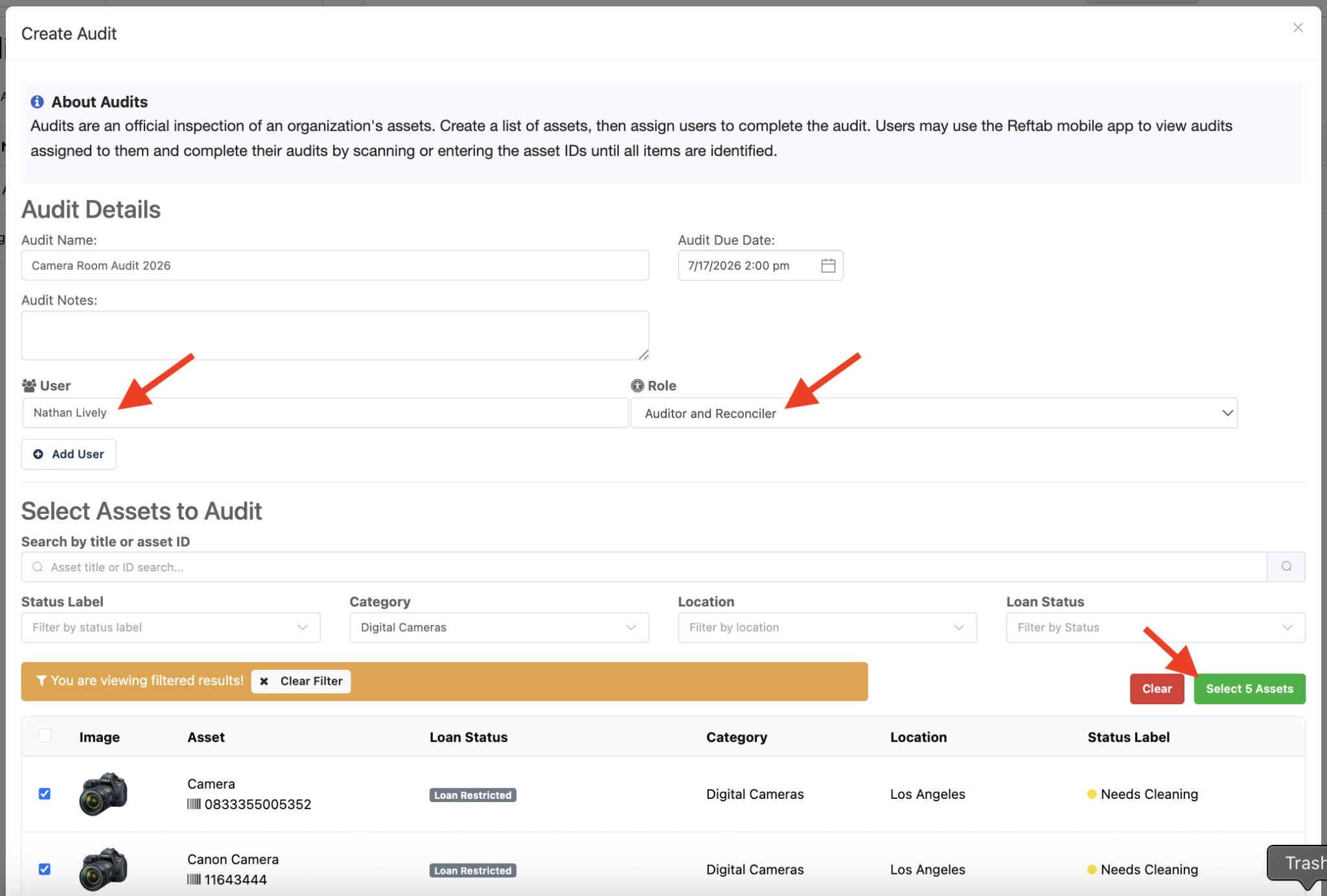 Fill out audit details