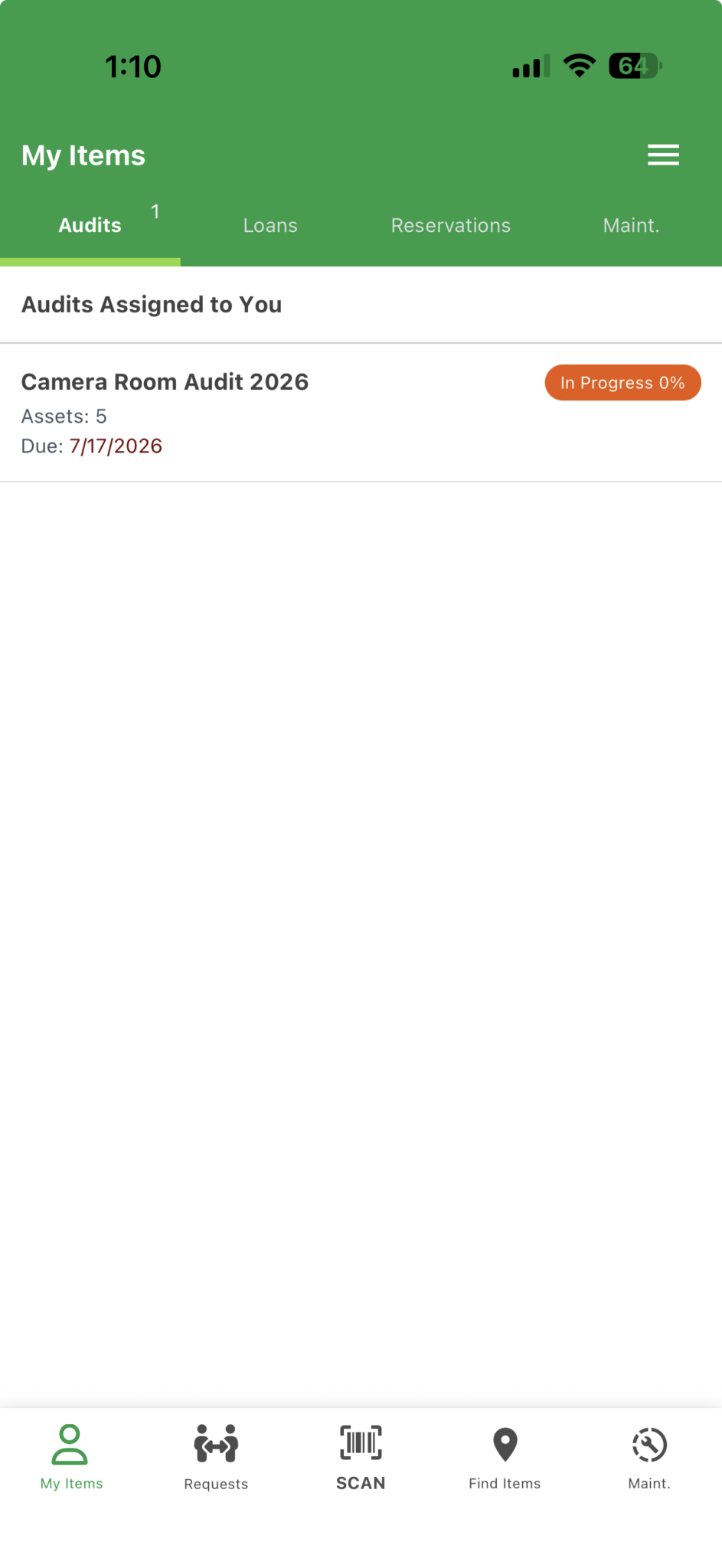 Mobile audit list view