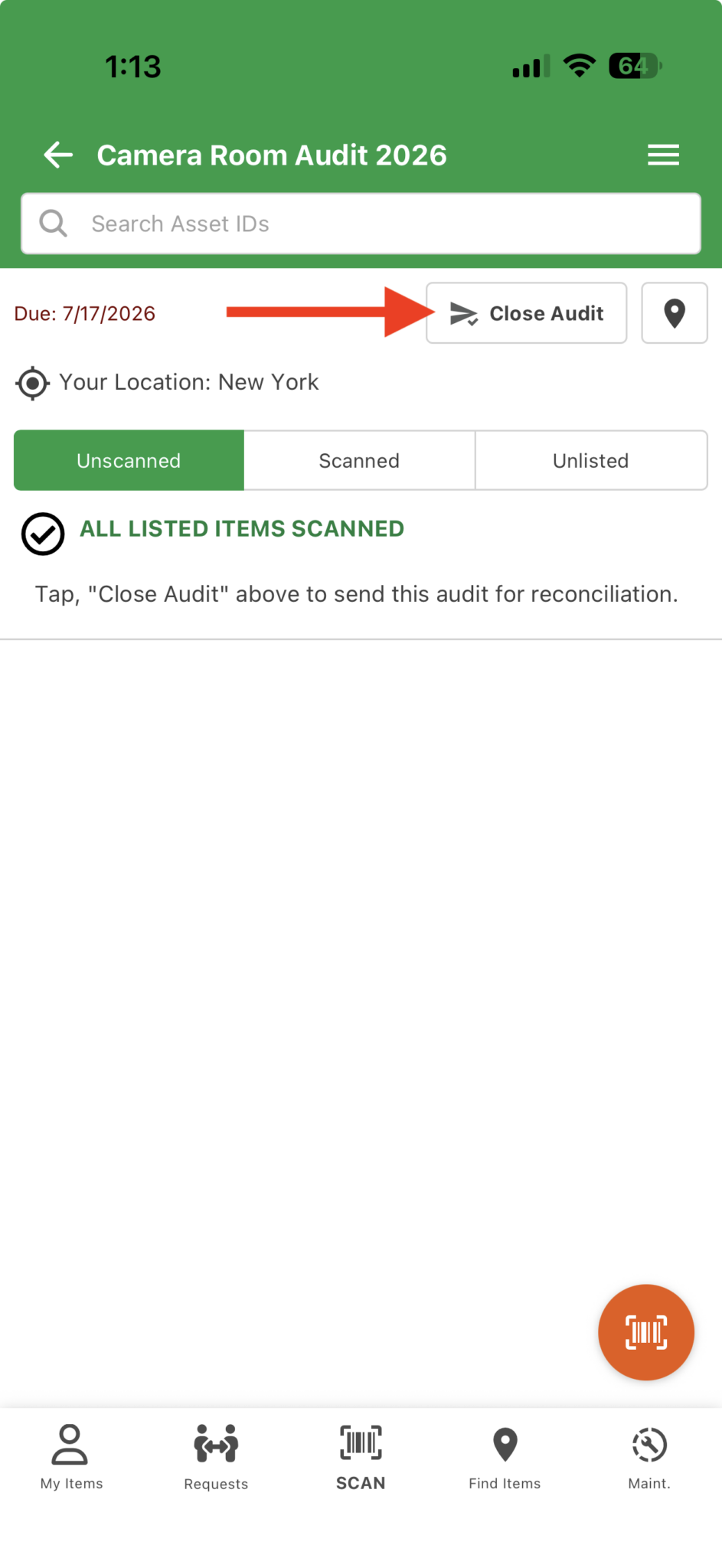 Close audit button on mobile