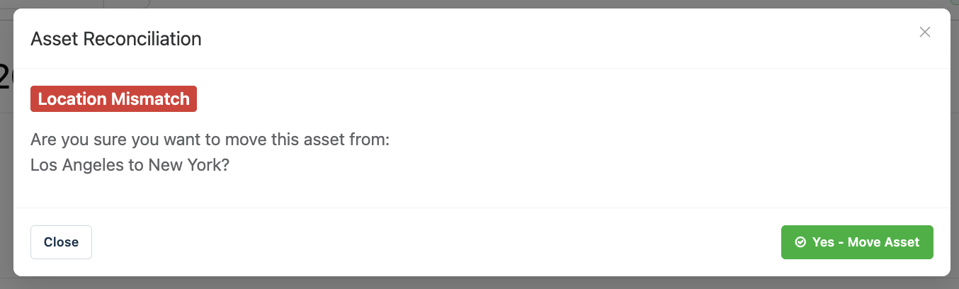 Confirm asset movement.