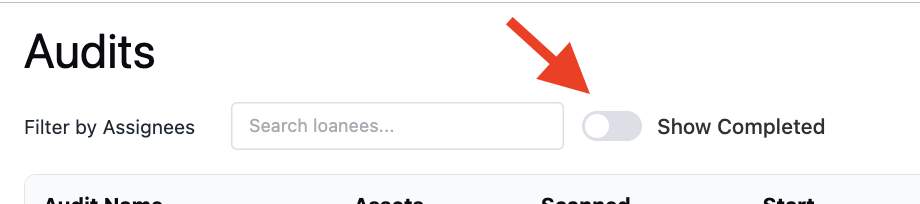 Show completed audits toggle