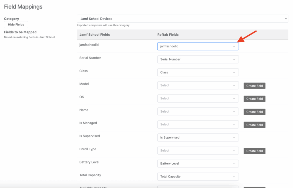 Jamf school id field category
