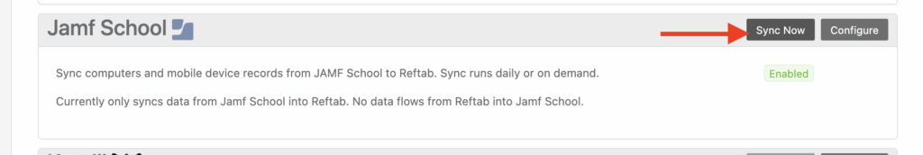 Jamf school sync now button