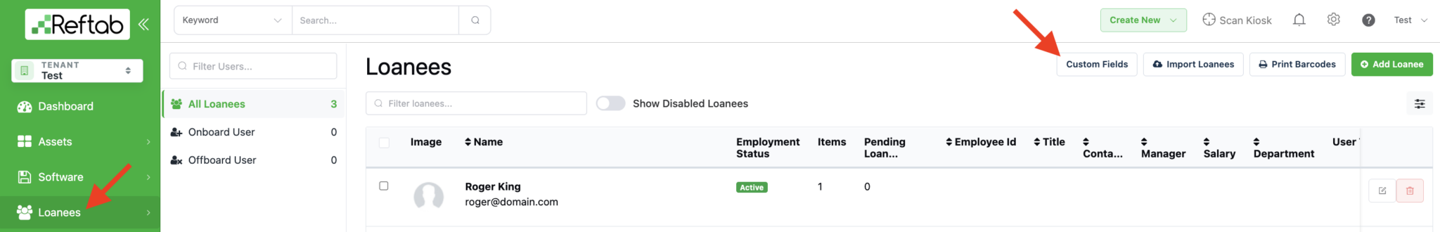 Loanee custom fields