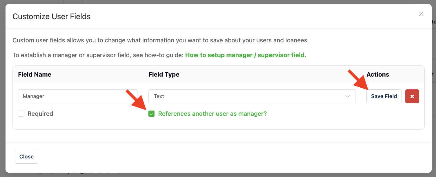 Reference another user as manager