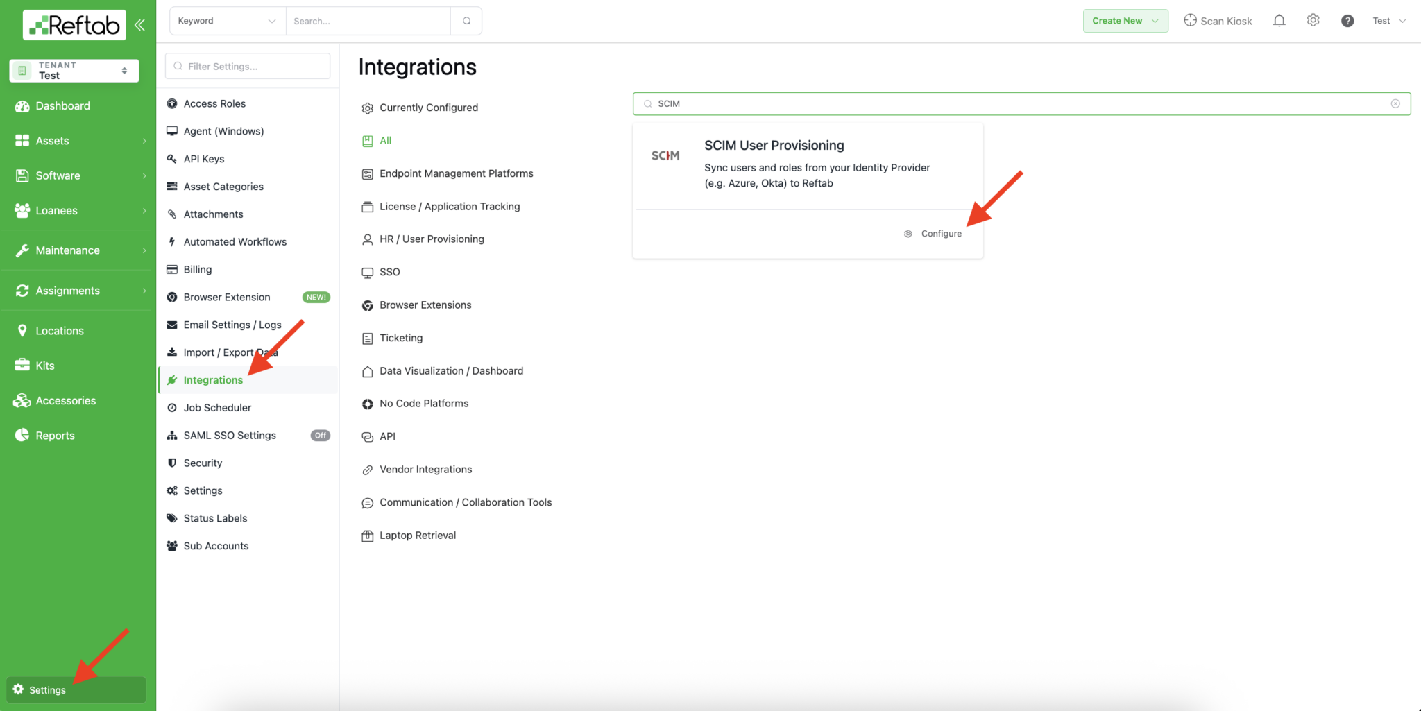 Navigate to SCIM integration