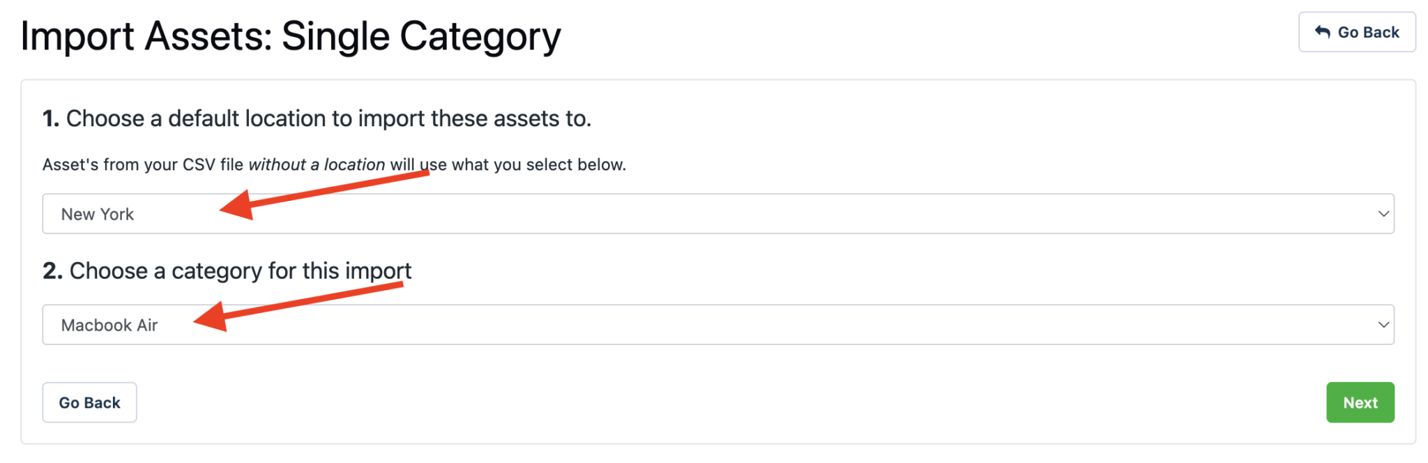 Set location and category - single category importer option