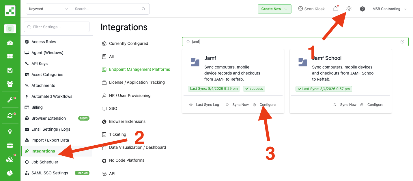Configure Jamf Settings
