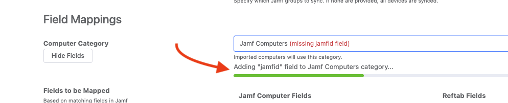 When you select your category, you will see Reftab automatically create a field called JamfID