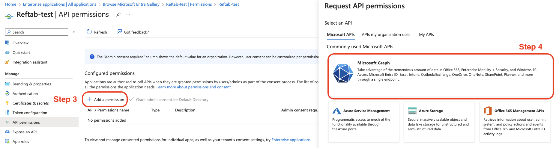 Next step to add permission