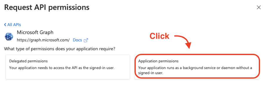 Click application permissions