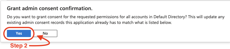 Grant admin consent confirmation