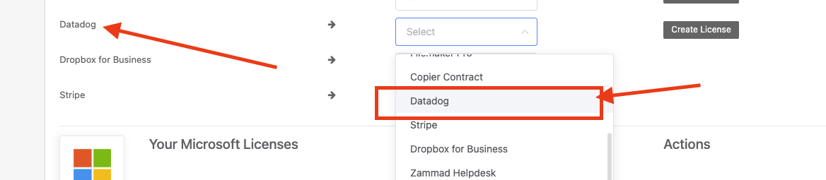 Select license to map