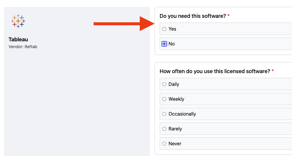 Setup license survey
